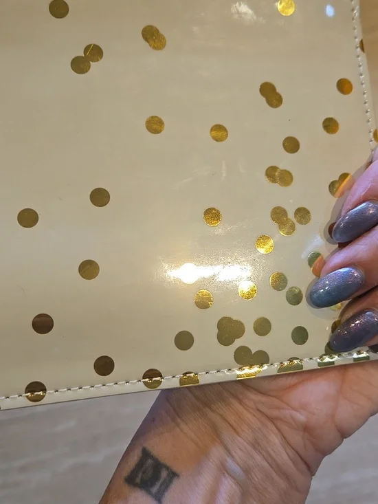 Kate Spade New York Golden Metallic Confetti Zipper Pencil Pouch - Picture 3 of 7